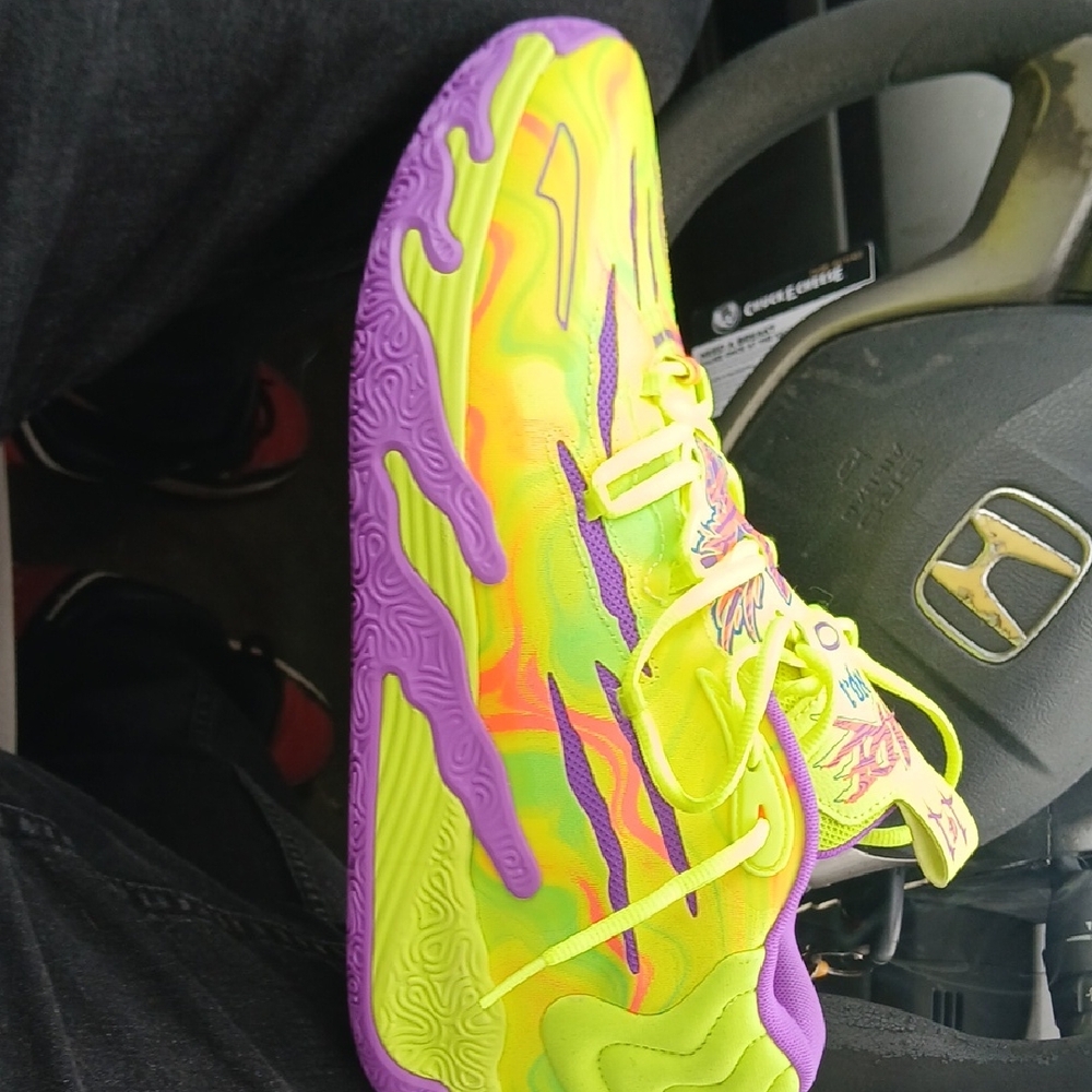 Puma Neon Green and Purple Athletic Shoes